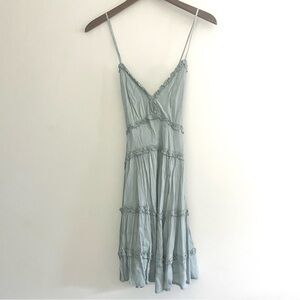 Vestique Boutique Brand Light Blue Tiered Ruffled Dress w Criss Cross Straps S